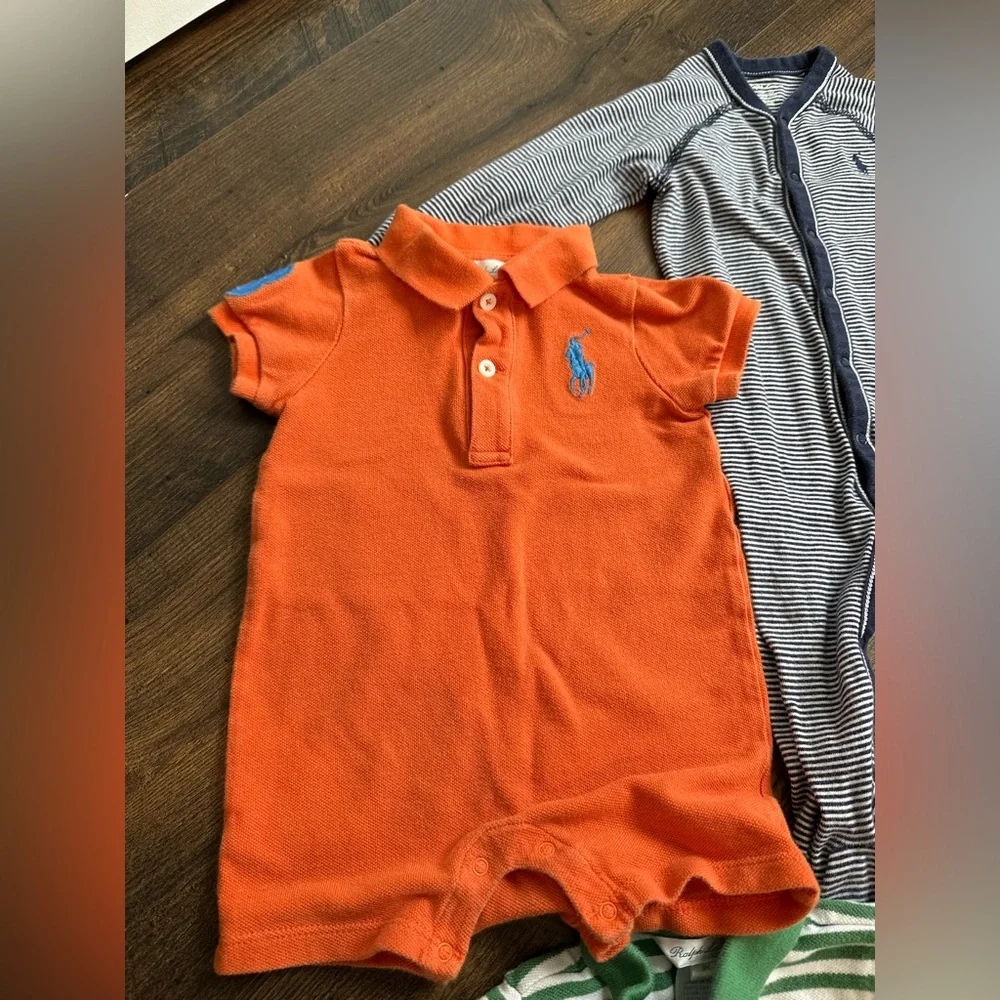 Bundle of Boys Four Ralph Lauren Polo Romper/Footie Size 9 Months